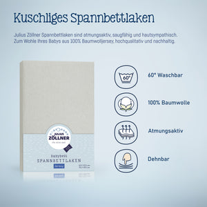 Jersey Spannbettlaken für Wiegen & Stubenwagenmatratzen 90x 40 cm, hellgrau