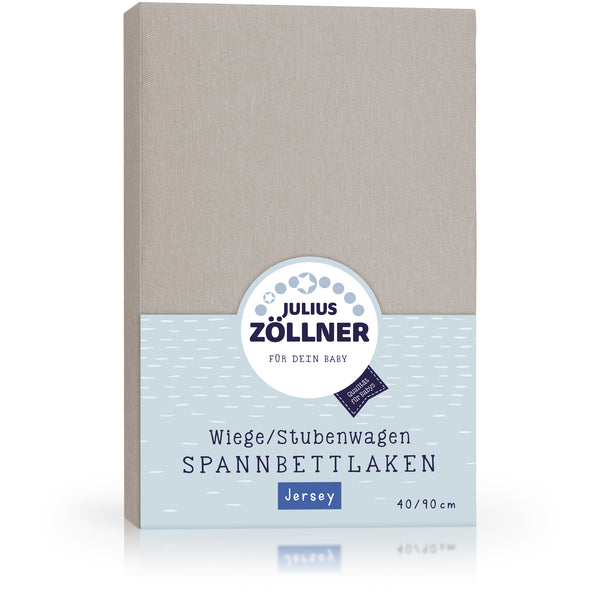 Julius Zöllner Jersey Spannbettlaken für Wiegen & Stubenwagenmatratzen 90x 40 cm, taupe