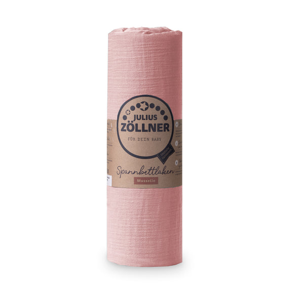 Muslin fitted sheet, Dusty Rose