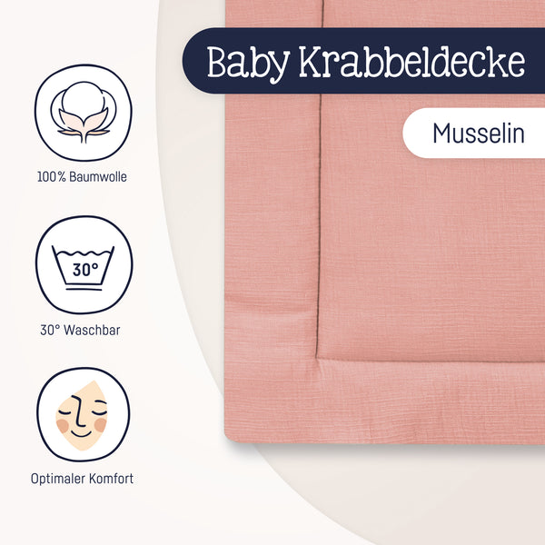 Krabbeldecke, dusty rose