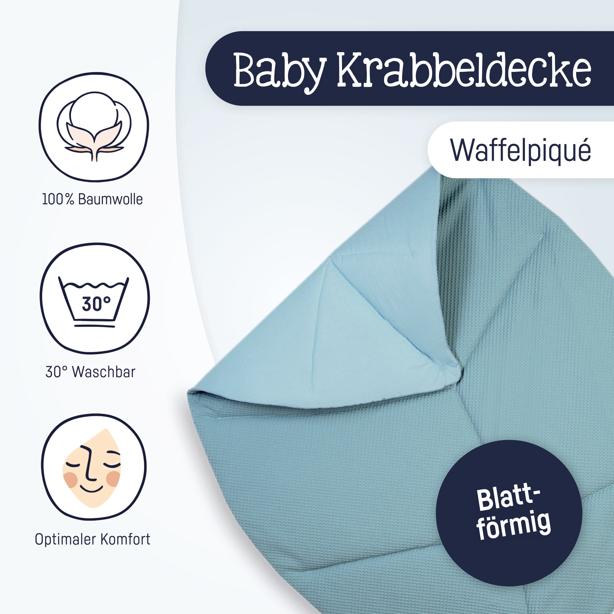 Krabbeldecke Blatt, Waffelpiqué Greenery – Julius Zöllner GmbH & Co KG | Krabbeldecken