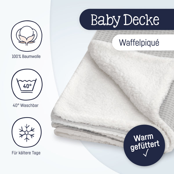 Winter blanket, waffle piqué light grey