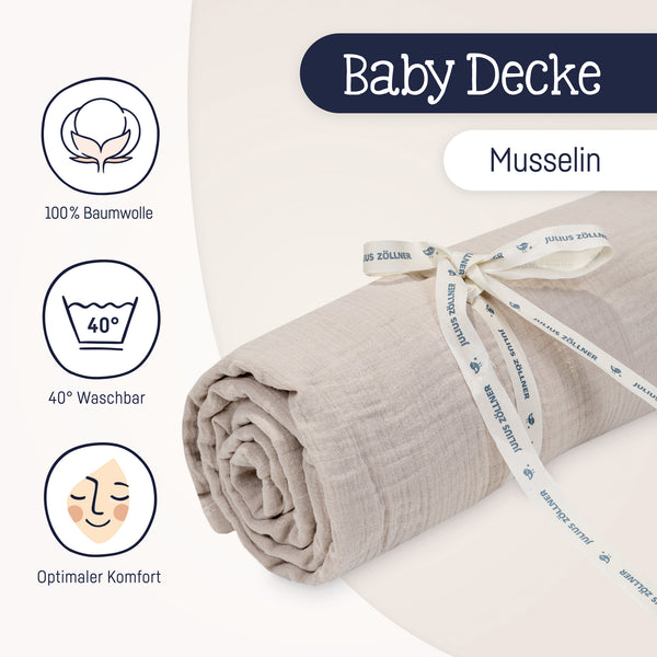 Cotton muslin blanket, sand