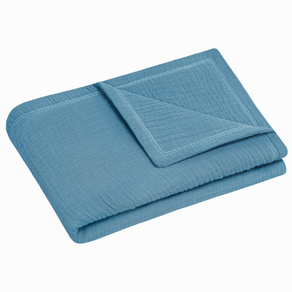Cotton Muslin Blanket, Blue