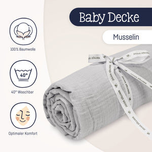 Cotton muslin blanket, grey