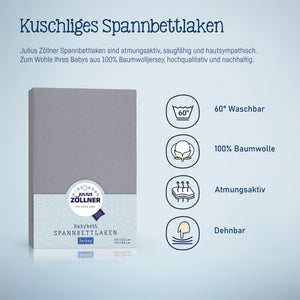 Jersey Spannbettlaken für Babymatratzen 60x120 bis 70x140cm, Anthracite