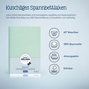 Jersey Spannbettlaken für Babymatratzen 60x120 bis 70x140cm, Salbei