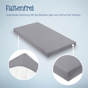 Jersey Spannbettlaken für Wiegen & Stubenwagenmatratzen 90x 40 cm, Anthracite