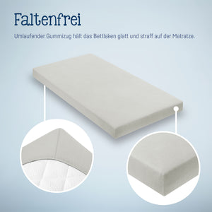 Jersey fitted sheet for baby mattresses 60x120 to 70x140cm, light grey