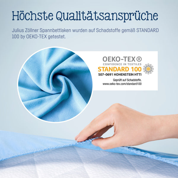 Jersey Spannbettlaken für Babymatratzen 60x120 bis 70x140cm, Hellblau