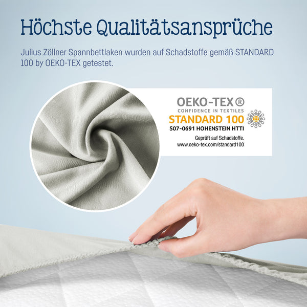 Jersey stretch bed sheets for baby mattresses 60x120 to 70x140cm, light grey