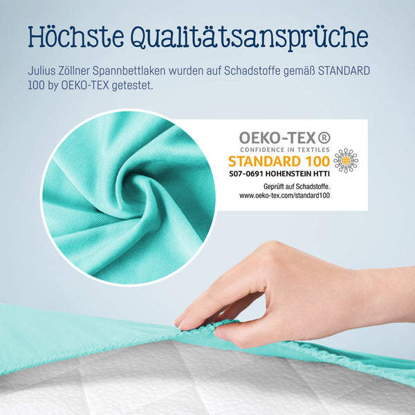 Jersey stretch bed sheets for baby mattresses 60x120 to 70x140cm, mint