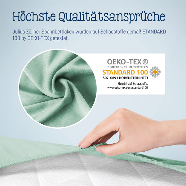 Jersey stretch bed sheets for baby mattresses 60x120 to 70x140cm, sage